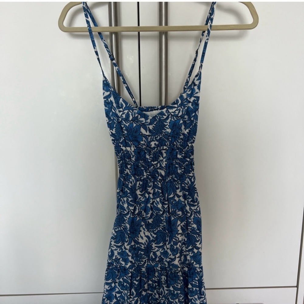 Blue Floral Spaghetti Strap Dress - Picture 4 of 4